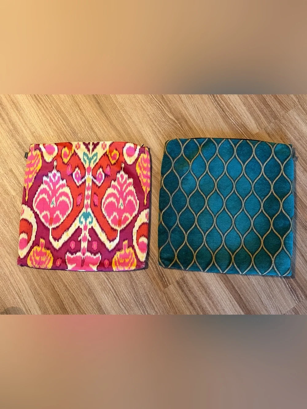 Pink & Teal Decorative Throw Pillow Covers - Set of 2